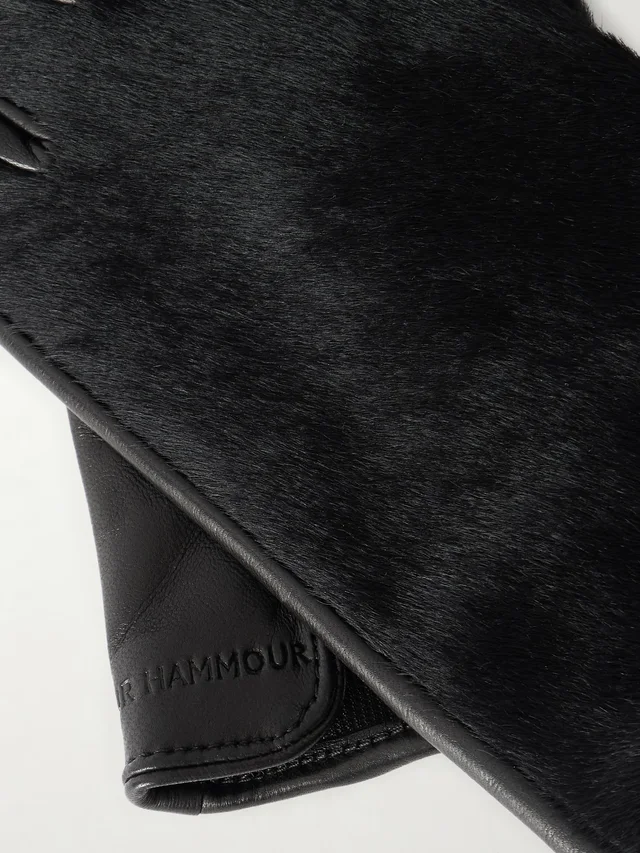 NOUR HAMMOUR Calf hair and leather gloves in Black, photo 2 of 2 from NET-A-PORTER (Canada)
