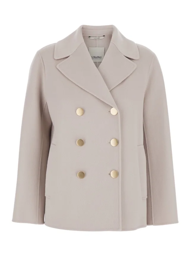's maxmara Beige 'Margot' Double-breasted Jacket with Wide Notched Revers in Virgin Wool Women in Beige 100% Virgin Wool from Gaudenzi Boutique, photo 1 of 1