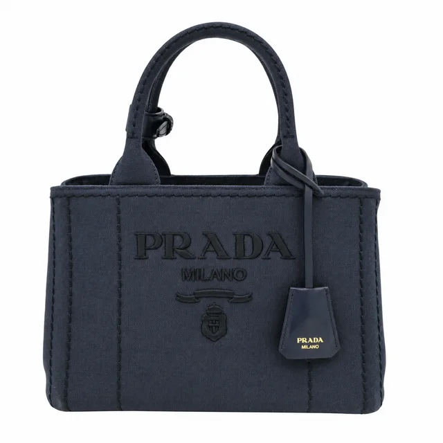 Prada Baltic Blue Jardinière Small Cotton Canvas Handbag in Blue Canvas from Clotheshorse Anonymous