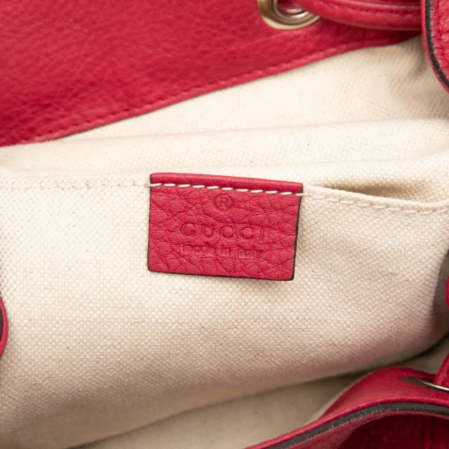 Red Gucci Large Calfskin Bamboo Tassel Drawstring Backpack in Red Calfskin from Designer Revival, photo 2 of 2
