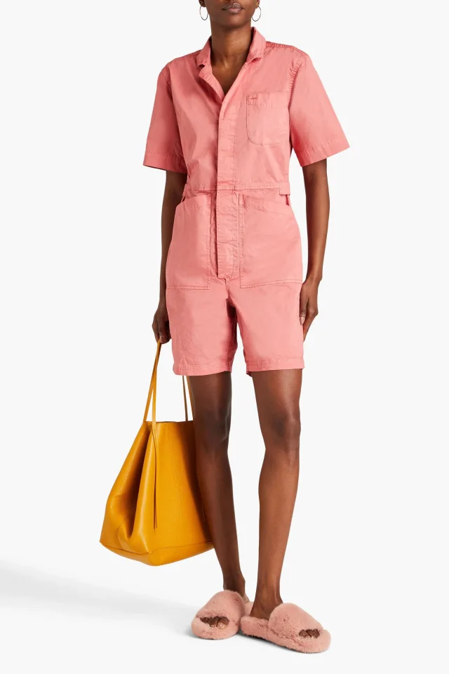 Alex Mill Stretch-Cotton Poplin Utility Playsuit in Orange, photo 2 of 4 from THE OUTNET