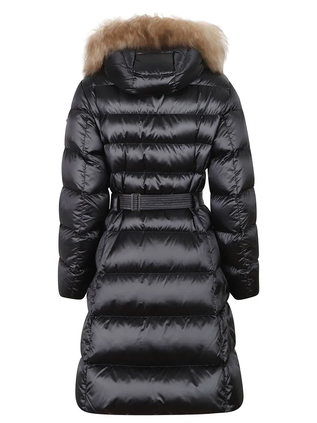 Moncler Leersies Shearling Trimmed Long Down Coat, photo 2 of 3 from SENSER