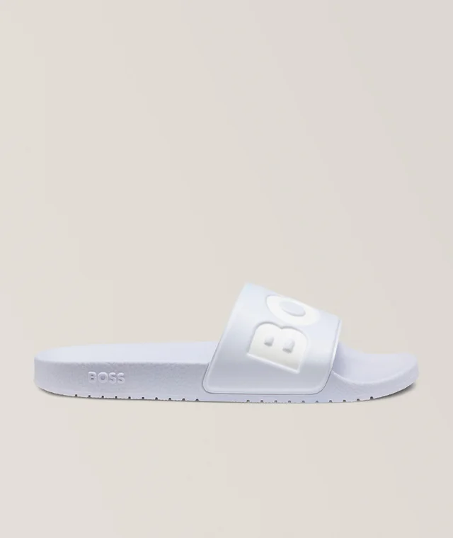 Aryeh Logo Rubber Slides in Blue, image 1 of 1 from Harry Rosen