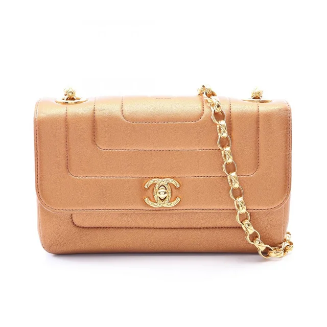 Chanel Shoulder Bag Mademoiselle Metallic Gold Lambskin Small Chain in Gold Lambskin from The Reluxe