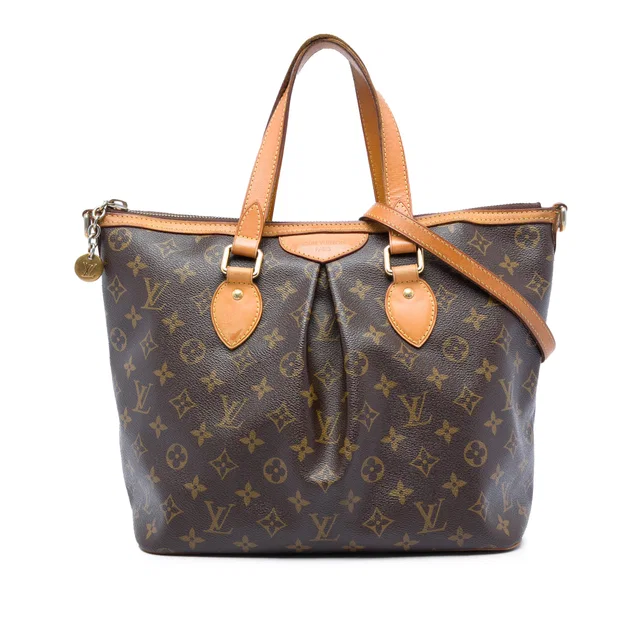 Brown Louis Vuitton Monogram Palermo PM Satchel in Brown Coated canvas from Designer Revival
