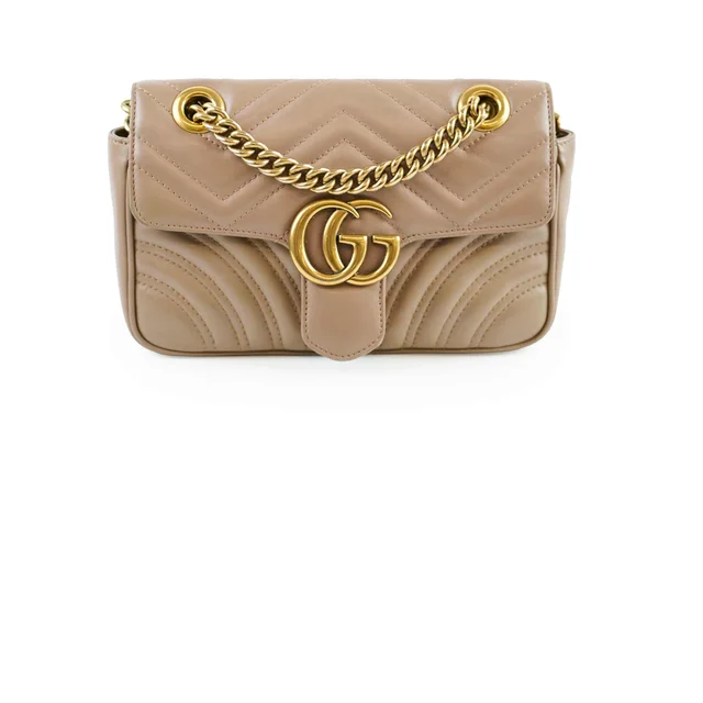 Gucci Small Marmont Pink Beige in Beige Leather from The Purse Affair