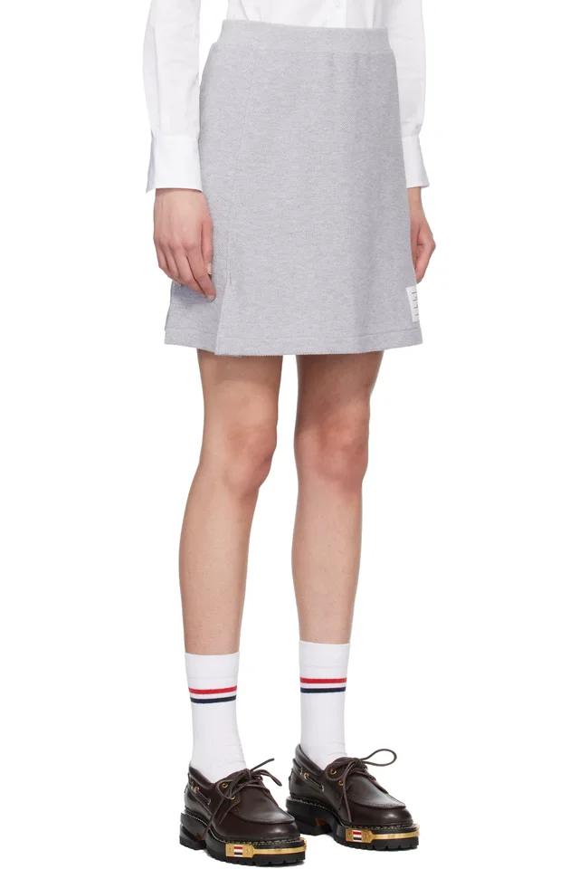 Thom Browne Gray Box Pleat Miniskirt, photo 2 of 4 from SSENSE