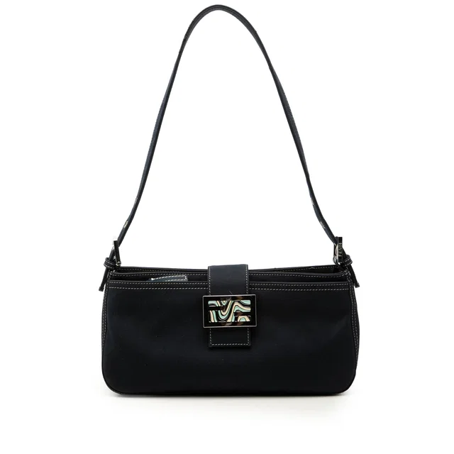 Blue Fendi Canvas FF Marble Shoulder Bag in Blue Canvas from Designer Revival