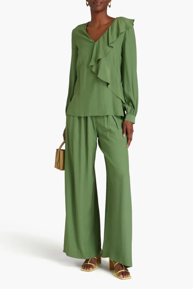 Diane von Furstenberg Aggie Ruffled Crepe de Chine Top, photo 2 of 4 from THE OUTNET
