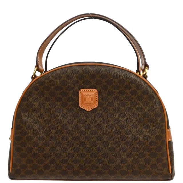 Celine Brown PVC Macadam Handbag in Brown Leather from AMORE Vintage Tokyo