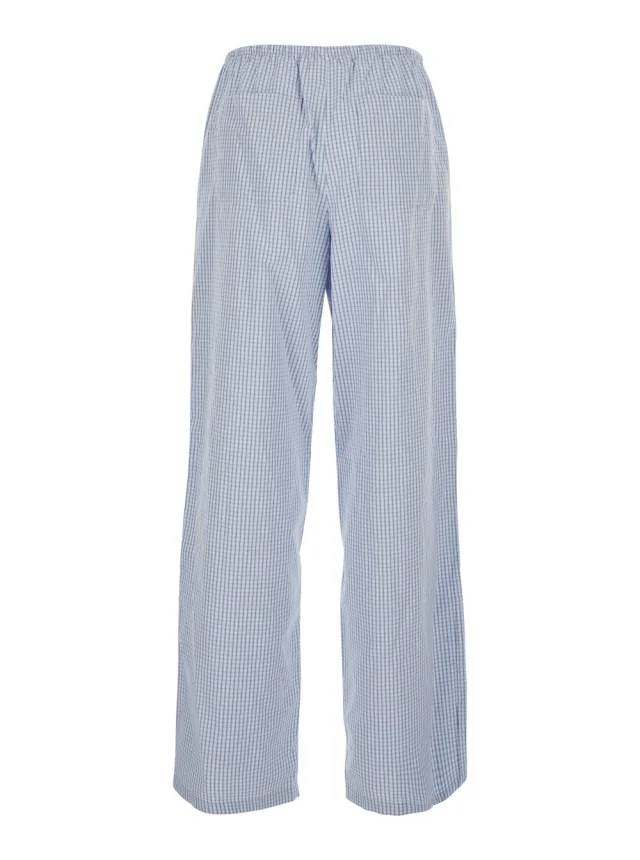 DUNST Light blue Pants with elastic waistband and drawstring and all-over check motif in cotton blend for women in 60% Cotton 40% Nylon, photo 3 of 6 from Gaudenzi Boutique