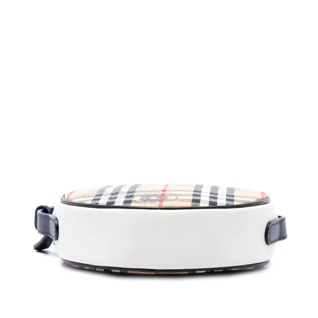 Beige Burberry House Check Canvas and Calfskin Cartoon Print Round Crossbody in Beige Calfskin from Designer Revival, photo 3 of 6