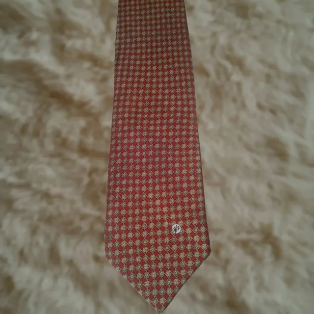 Versace Tie Mens 100% Silk Classic Geometric Gold Red Handmade V2 in orange Silk from Grailed