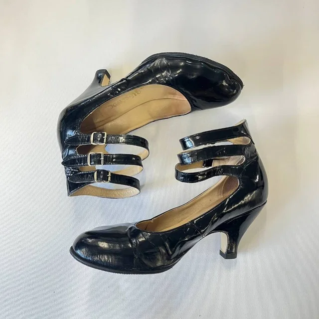Vivienne Westwood 'Animal Toe' Ankle Strap Heels in Black Leather from Oxfam Online Shop