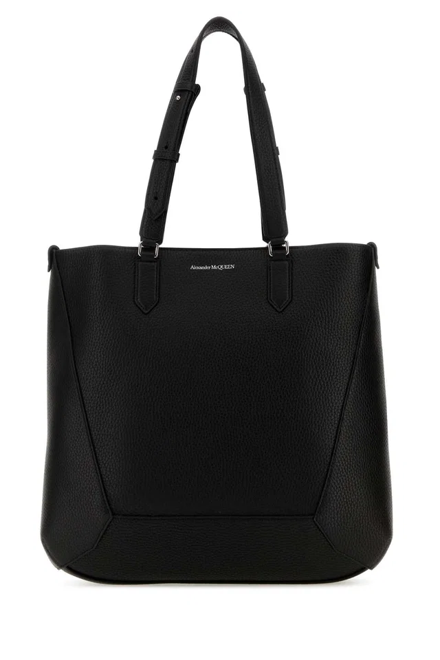 Alexander McQueen Pebbled Calf Leather Tote Bag — Black in Black Calfskin from HEWI