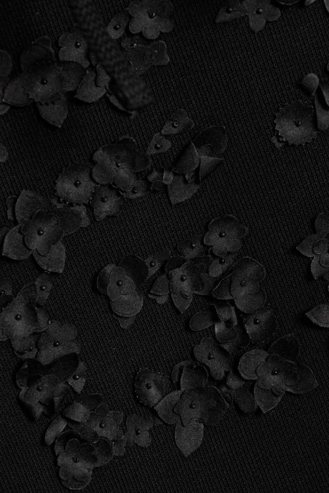 Givenchy Floral-Appliquéd French Cotton-Terry Hoodie in Black, photo 4 of 4 from THE OUTNET