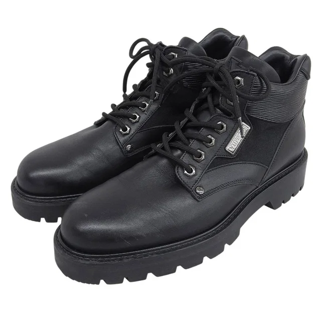 Louis Vuitton Auber Calfskin Logo Plate Ankle Boots #6 Black in Black Calfskin from VINTAGE QOO TOKYO
