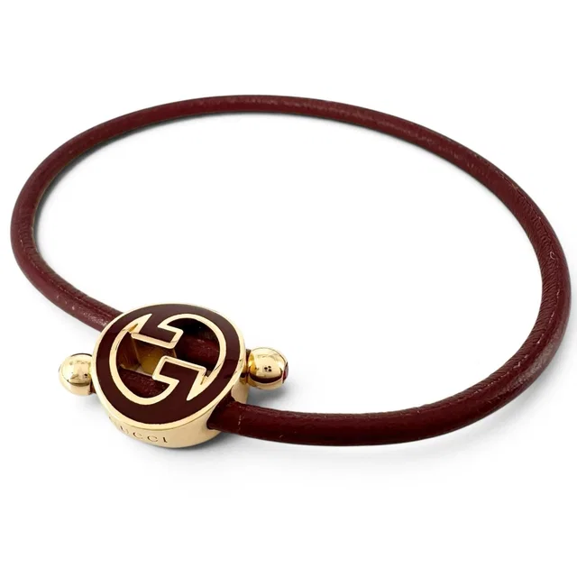 Gucci Lacquer Finish Round Interlocking G Bracelet Wine Red in Burgundy from The Reluxe