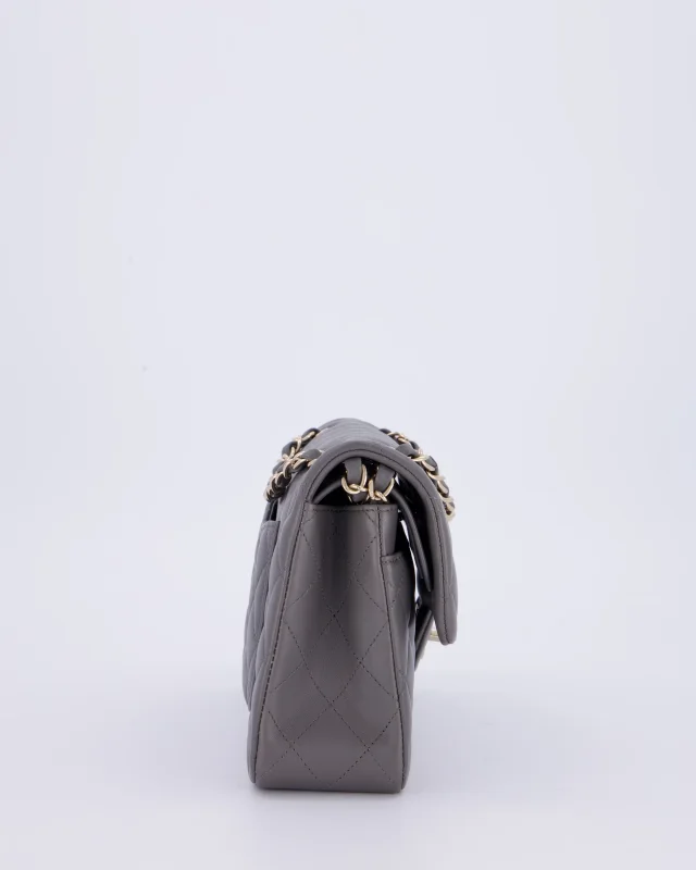 Chanel Dark Grey Small Classic Double Flap Bag in Grey Lambskin from Sellier, photo 5 of 12