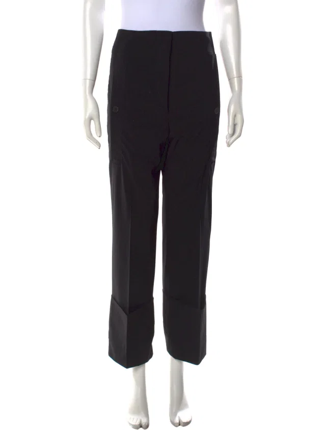 Jil Sander Virgin Wool Straight Leg Pants in black Wool from The RealReal