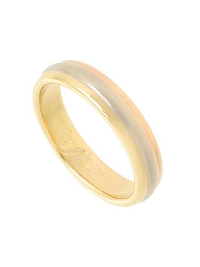 Cartier 18K Vendome Ring #59 Yellow Gold/Pink Gold/White Gold in White from VINTAGE QOO TOKYO