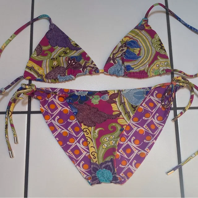 Etro Multicolor Printed Triangle Bikini - Purple, Pink, Yellow, Blue, Green in orange|purple from Poshmark
