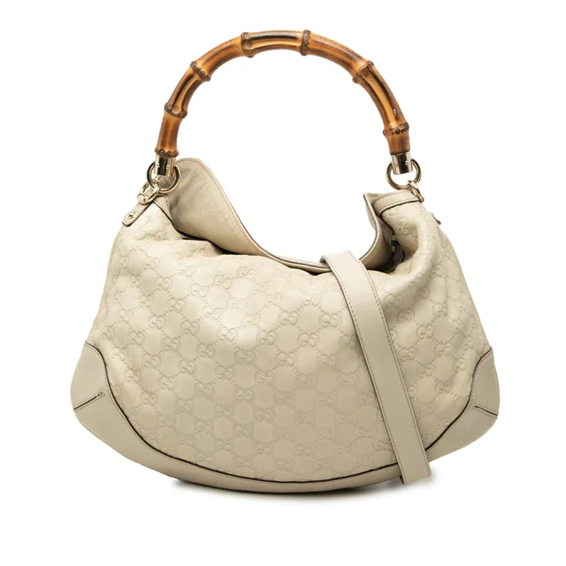 White Gucci Guccissima Bamboo Peggy Satchel in White Leather from Designer Revival, photo 1 of 1