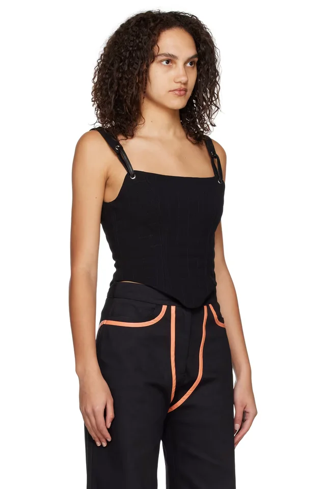 Paris Georgia Black Lottie Tank Top, photo 2 of 4 from SSENSE