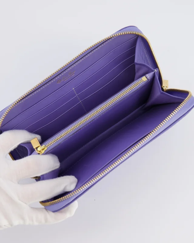 Loro Piana Purple Leather Top Handle Wallet with Gold LP Logo Zipper Detail in Purple Leather from Sellier, photo 15 of 18