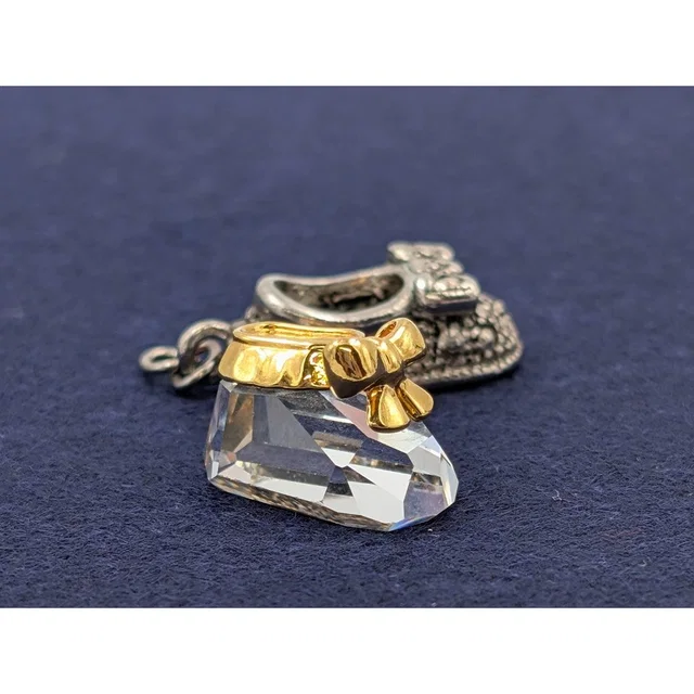 Swarovski Crystal Baby Shoe Figurine And Vintage Bow Slipper Charm Miniature in silver|gray|gold from Poshmark