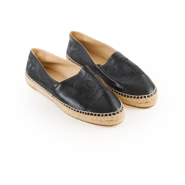 Chanel CC Espadrilles Lambskin Black - Size 40 in Black Lambskin from The Purse Affair