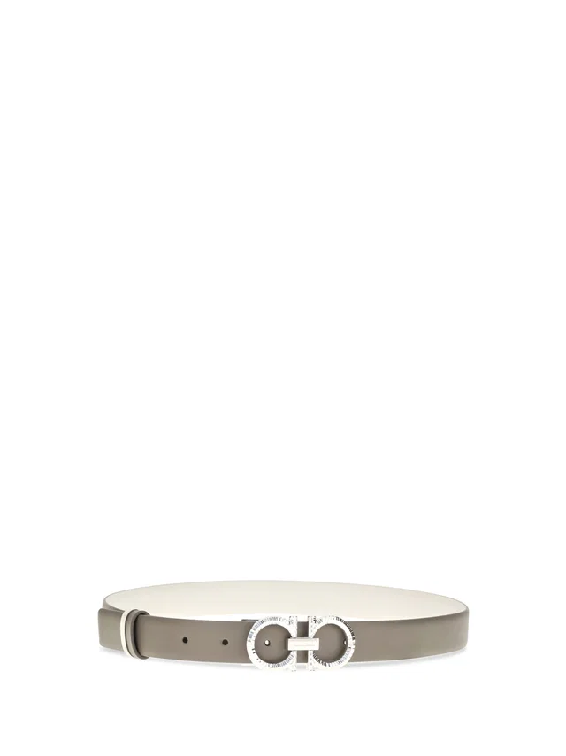 Ferragamo Gancini Belt — Gray Calf Leather in Grey Calfskin from HEWI