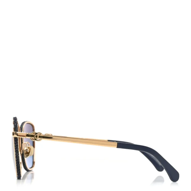 Chanel Metal Calfskin Denim Square Sunglasses 4289-Q Blue in Blue Calfskin from FASHIONPHILE, photo 4 of 7