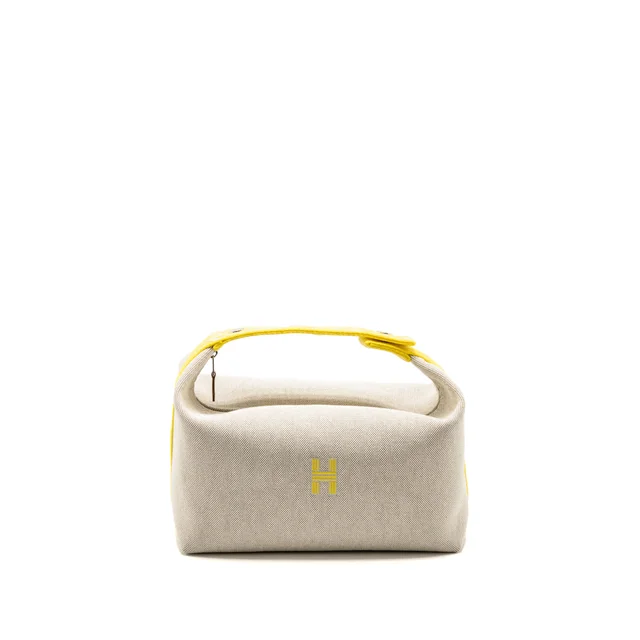 Hermès Bride-a-Brac Case, Large Model Canvas Jaune Citron SHW in Yellow Canvas from EMIER