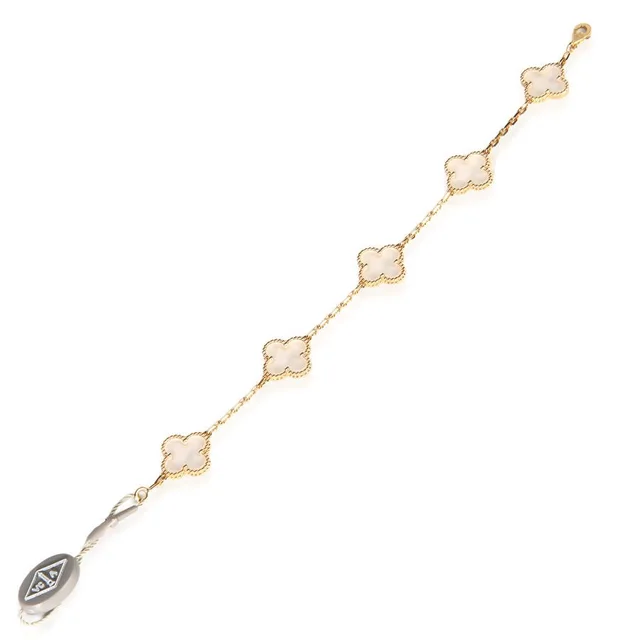 Van Cleef & Arpels Yellow Gold Rock Crystal Vintage Alhambra Bracelet in gold|yellow from Jomashop.com