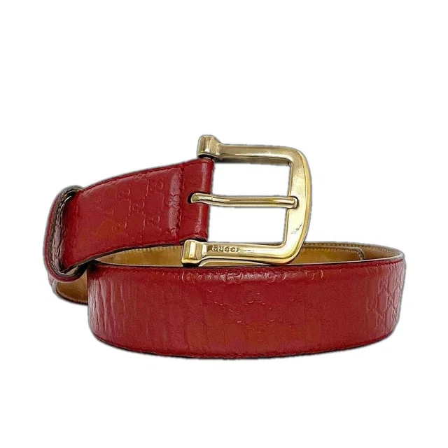 Gucci Belt Red Striped Waist 40 mm Leather in Red Leather from The Reluxe