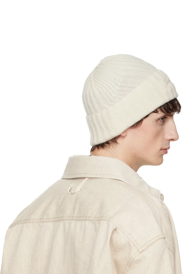 JACQUEMUS Off-White 'The Tourni' Beanie, photo 3 of 3 from SSENSE