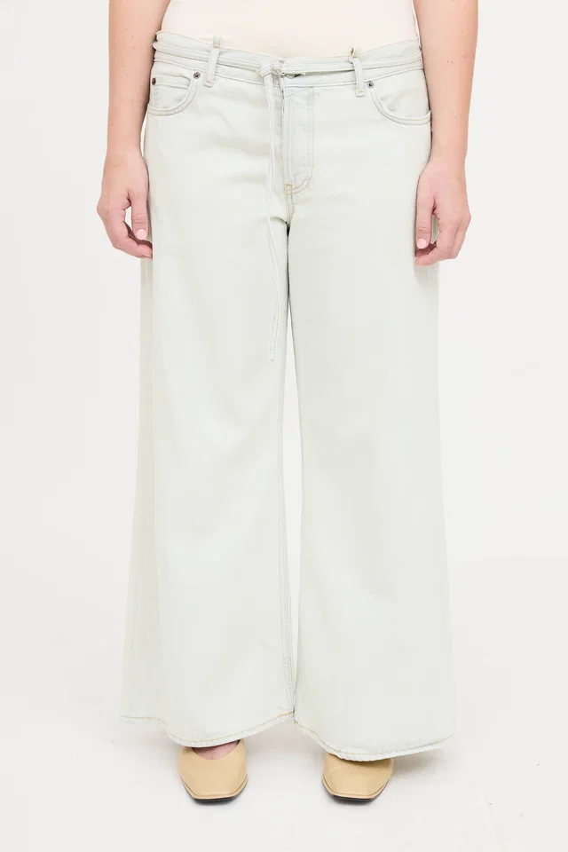 Acne Studios 2004 Light Wash Jeans in Leather from VSP Consignment