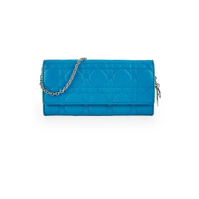 Dior Lambskin Wallet in Blue Lambskin from The Purse Affair