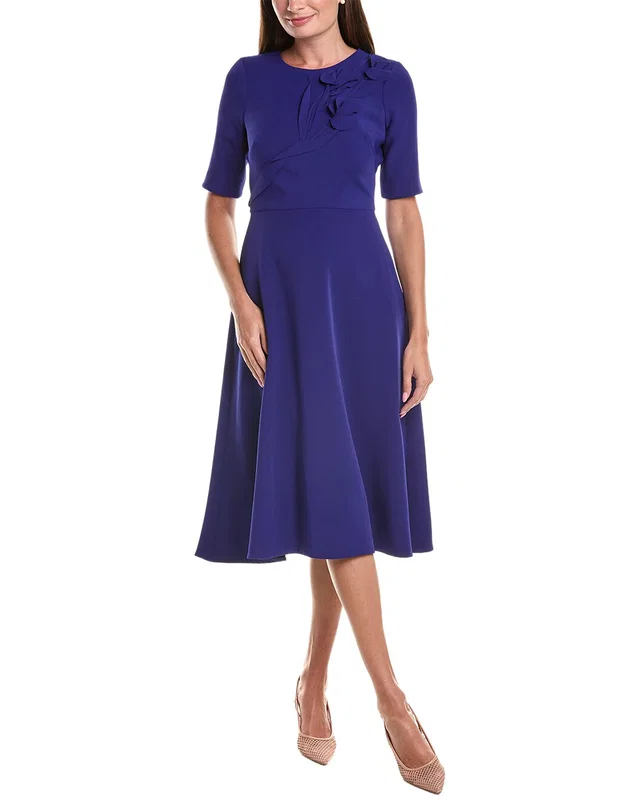 Teri Jon by Rickie Freeman Crepe Flower Applique Dress, image 1 of 1 from Rue La La