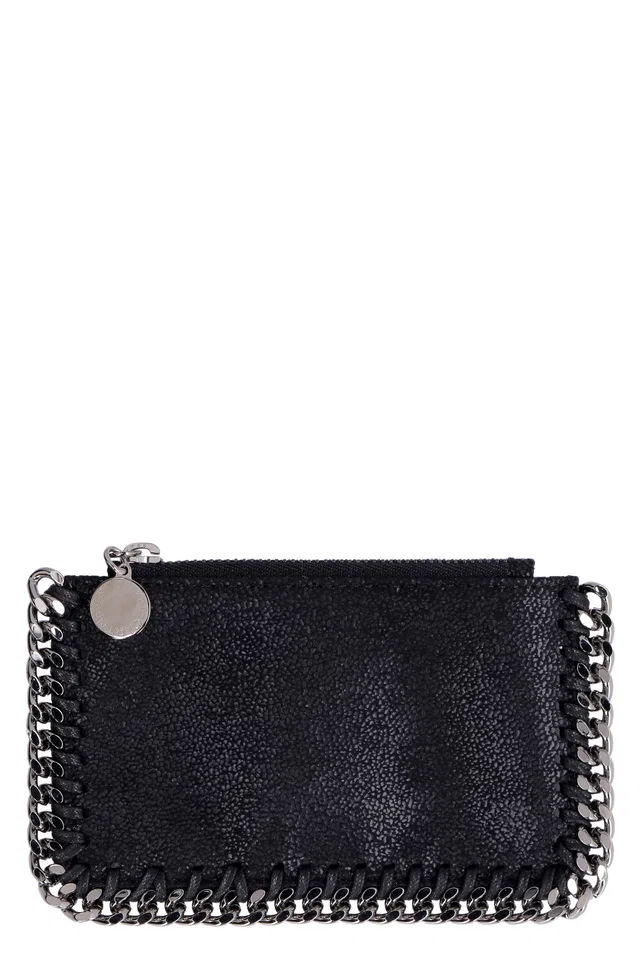 Stella McCartney Chain-Trimmed Shaggy Deer Card Case — Black Polyester Wallets & Purses in Black from HEWI