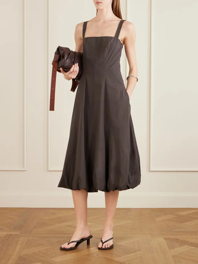 PROENZA SCHOULER WHITE LABEL Ella cotton-poplin midi dress in Brown, photo 2 of 2 from NET-A-PORTER (Canada)