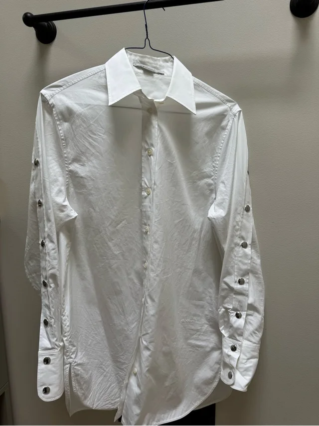 Stella McCartney Snap Sleeve Cotton Button Down Shirt It 42 in white from Poshmark