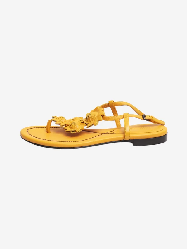 Bottega Veneta Yellow floral sandals - size EU 38 in Yellow Leather from Sign of the Times