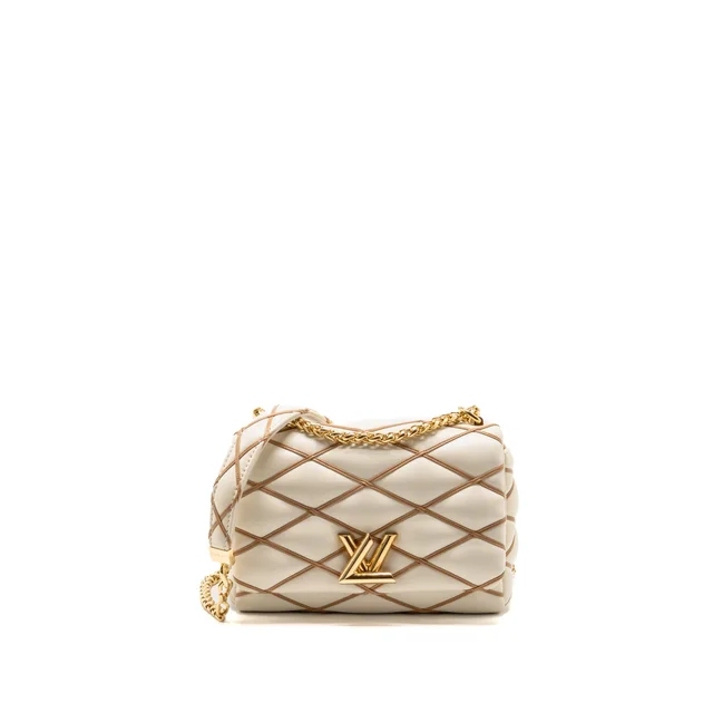 Louis Vuitton GO-14 MM Quilted Lambskin Cream Beige/Chestnut Brown GHW in Brown Lambskin from EMIER