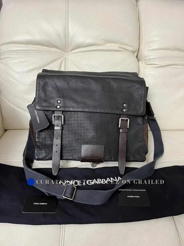Dolce & Gabbana Men's Leather Messenger Bag in black Leather from Grailed