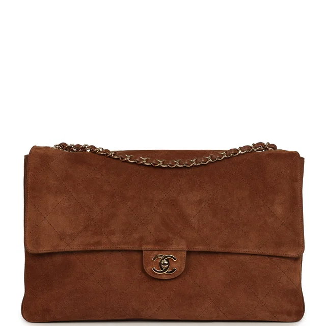 Chanel Maxi "Souplissimo" Large Flap Bag Camel Suede Gold Hardware in Brown Suede from Madison Avenue Couture