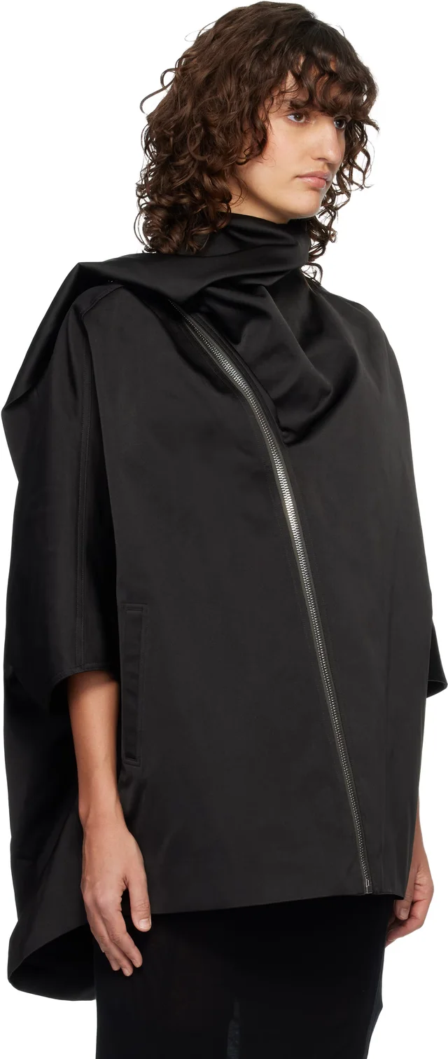 Rick Owens Black Temple Sail Biker Jacket, photo 2 of 4 from SSENSE