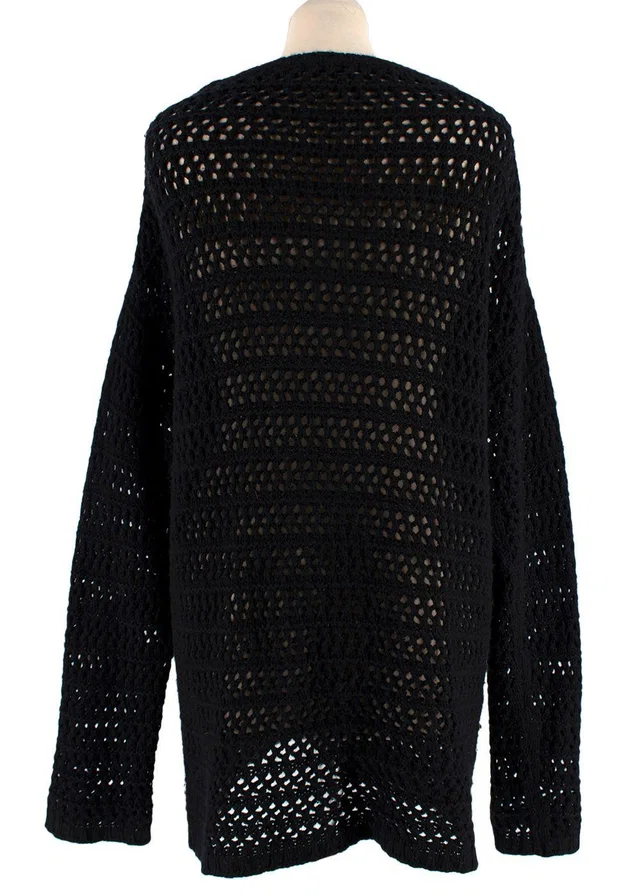 Jil Sander Black Cashmere Open Knit Longline Jumper in Black Cashmere from HEWI