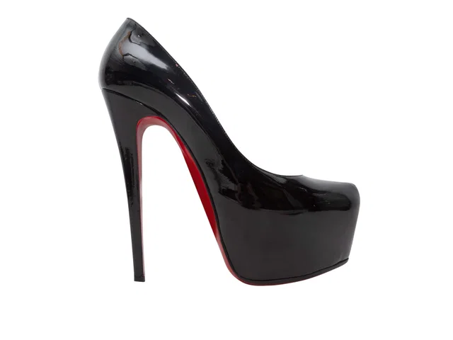 Black Christian Louboutin Patent Pointed-Toe Platform Pumps Size 39 in Black Patent leather from Designer Revival